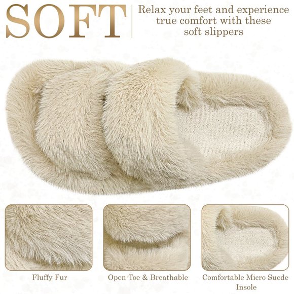 B. Encore Slippers for Woman. Soft Indoor Outdoor Open Toe Winter Slippers - Picture 2 of 5